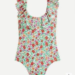 Jcrew Floral Ruffle scoopback One-Piece in storybook Swimsuit